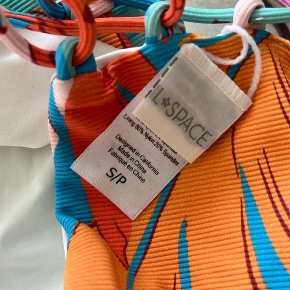 l*space Monstera Palm Leaf Lace Up Convertible Tie Byrdie Bandeau Top - Picture 5 of 7